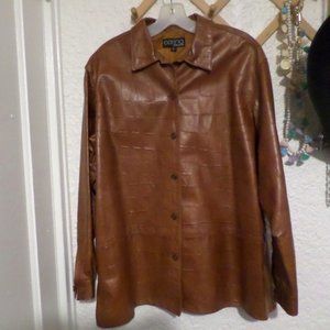 Carina New York Embossed Leather Car Coat Sz L